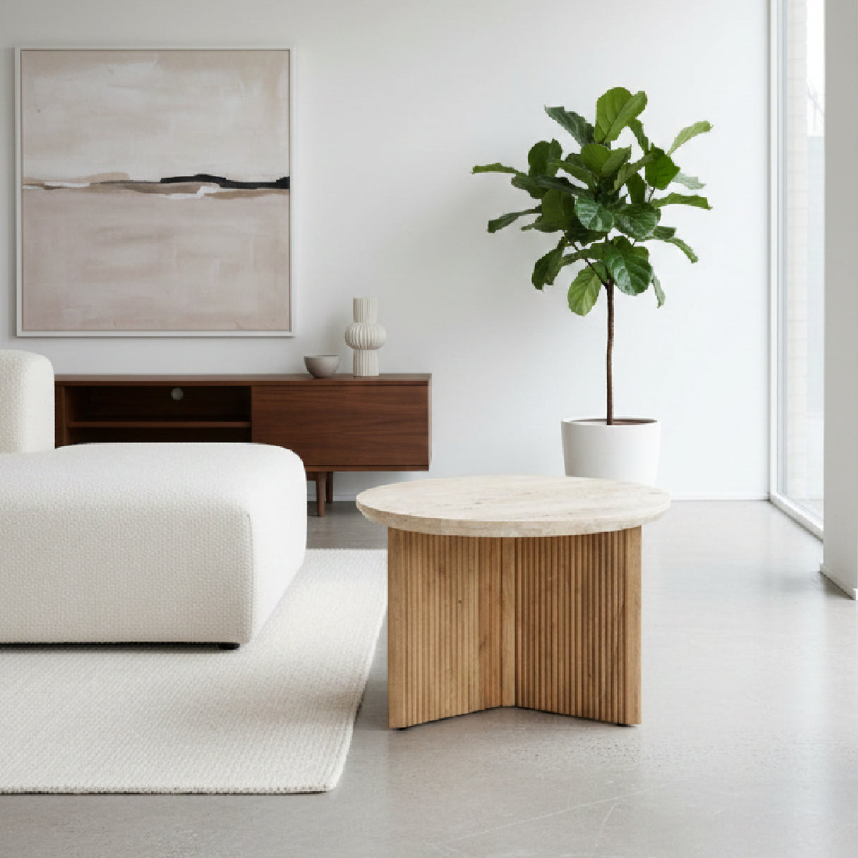   Ribbed Wood Base End Table | Oroa.com