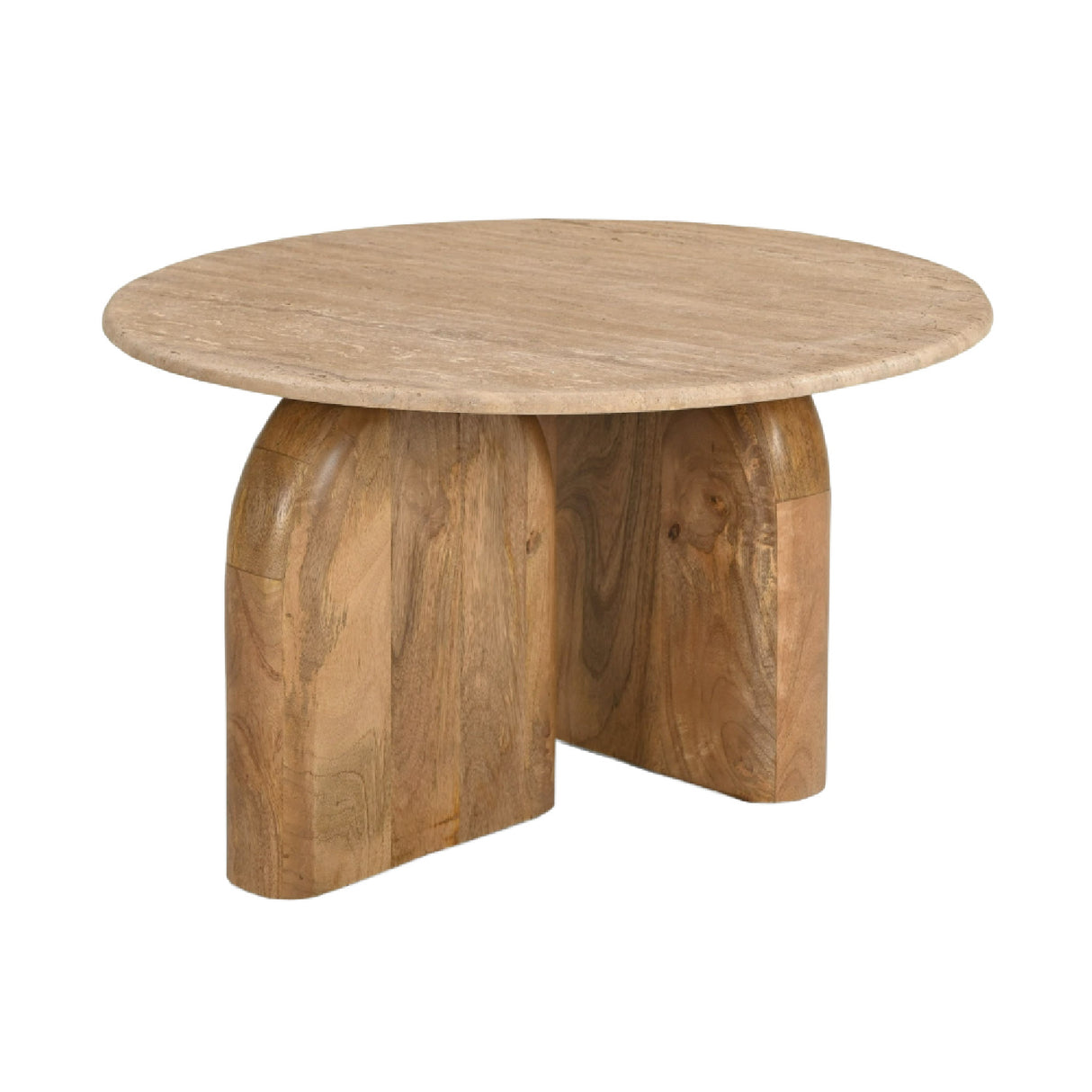   Round Travertine Marble End Table | Oroa.com