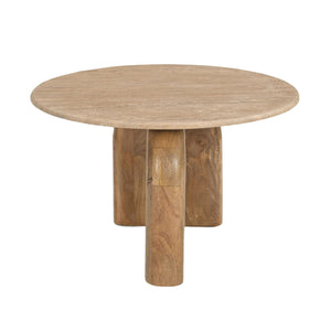   Round Travertine Marble End Table | Oroa.com