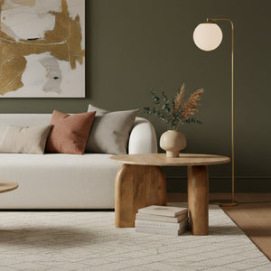   Round Travertine Marble End Table | Oroa.com