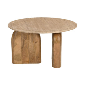   Round Travertine Marble End Table | Oroa.com