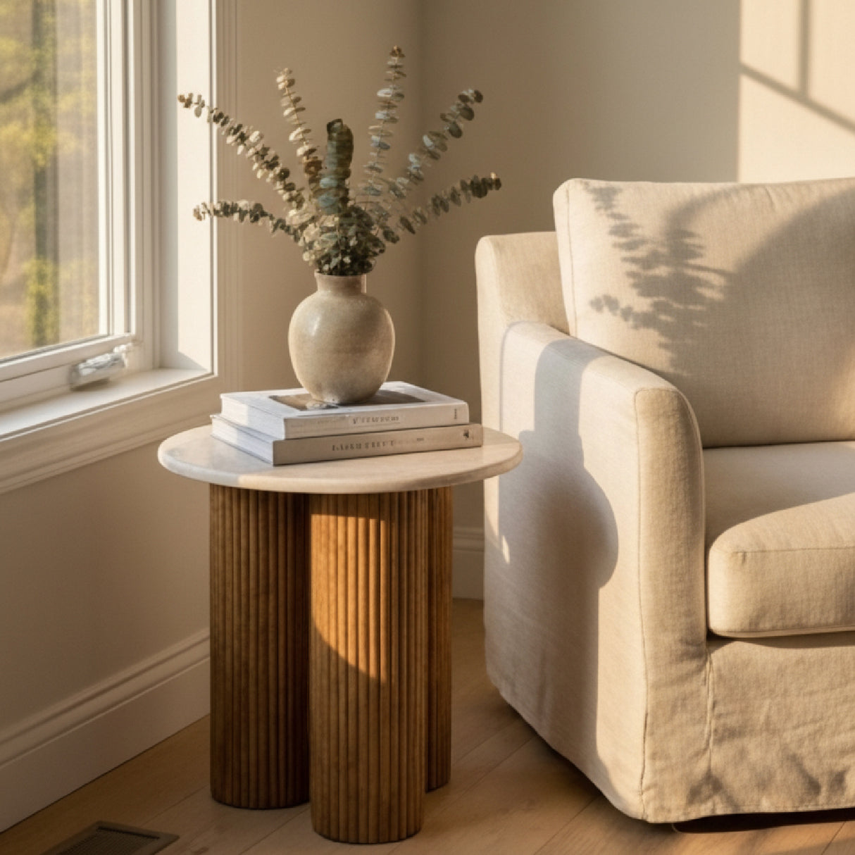   Marble Round End Table | Oroa.com