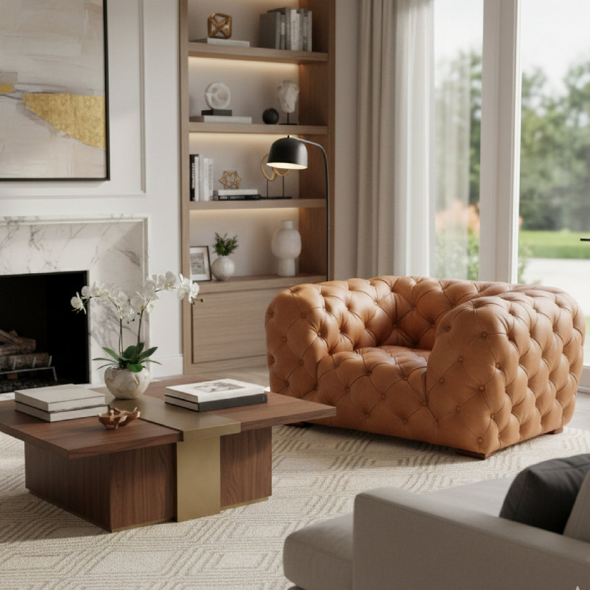   Tufted Italian Leather Lounge Chair | Oroa.com