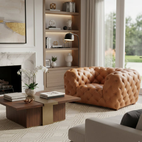   Tufted Italian Leather Lounge Chair | Oroa.com