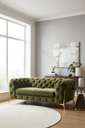   Green Velvet Tufted Sofa | Oroa.com