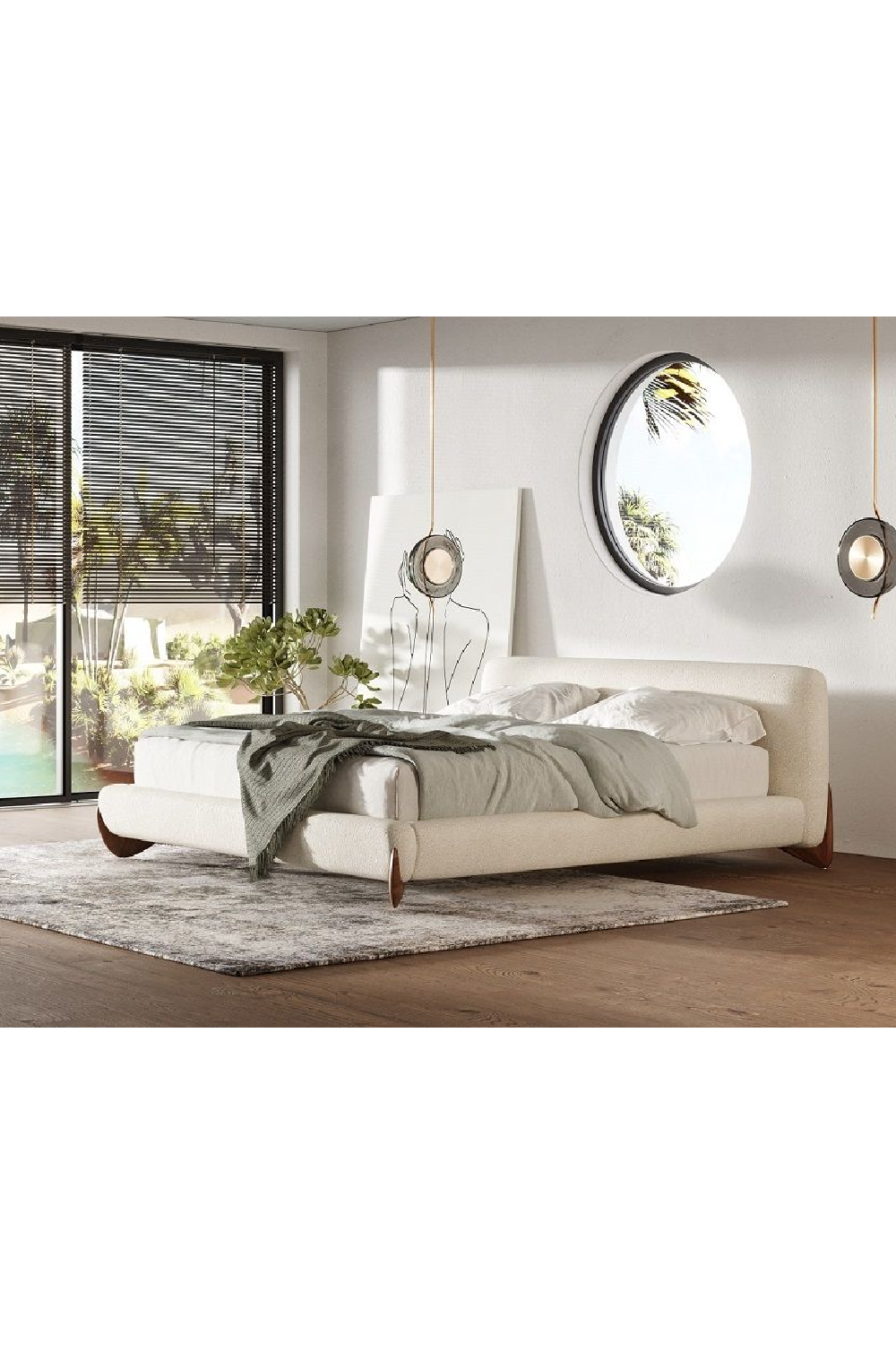   Cream Fabric Bed | Oroa.com