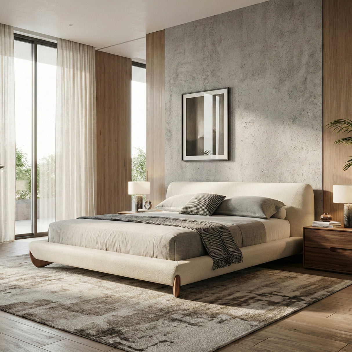   Cream Fabric Bed | Oroa.com