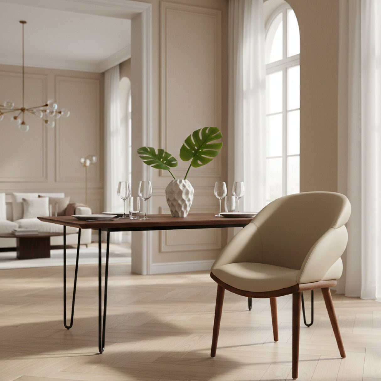   Beige Vegan Leather Dining Chair | Oroa.com