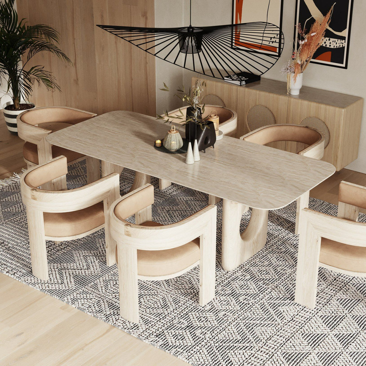   Beige Marble Dining Table | Oroa.com