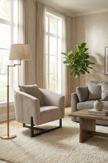   Curved Gray Accent Chair | Oroa.com