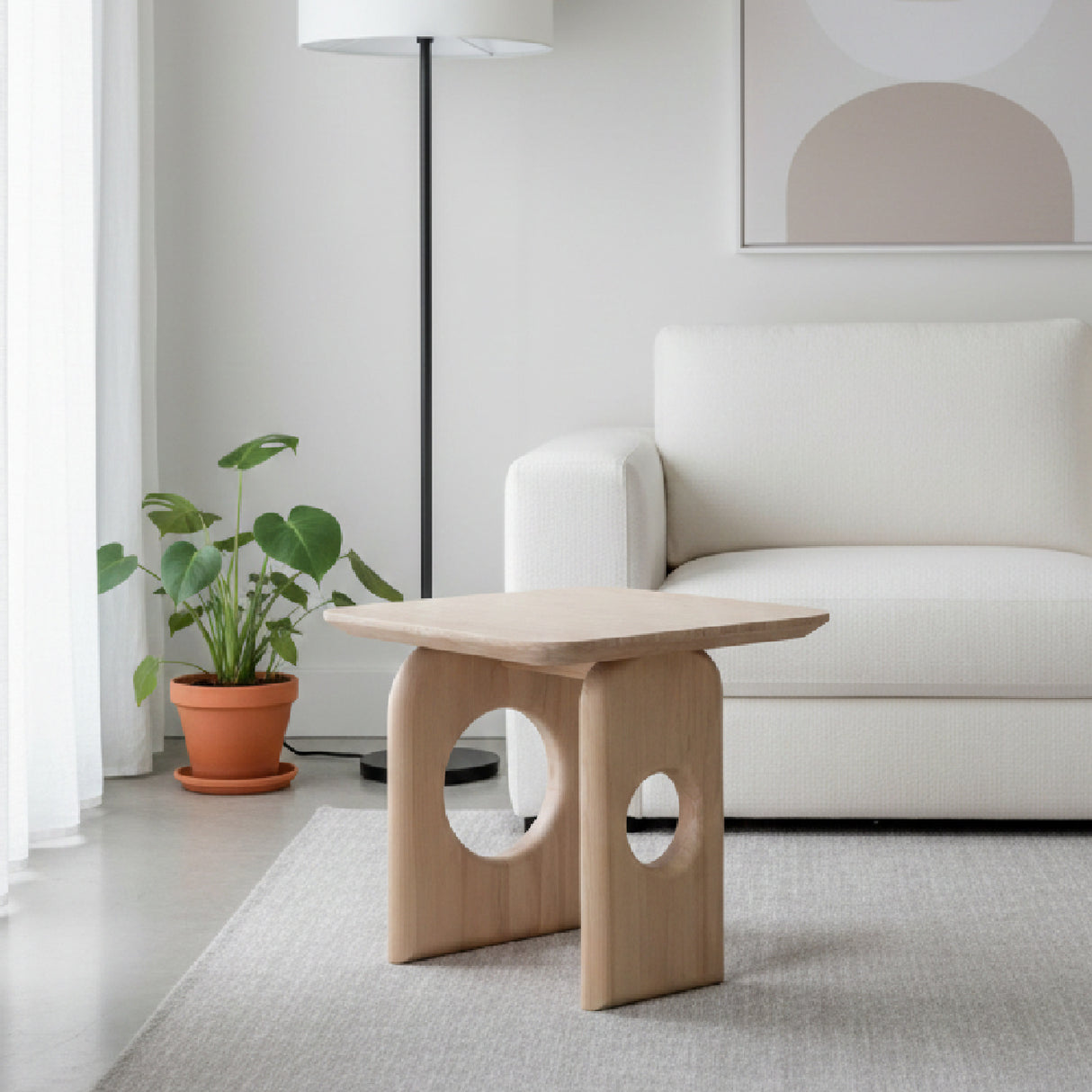   Beige Marble End Table | Oroa.com