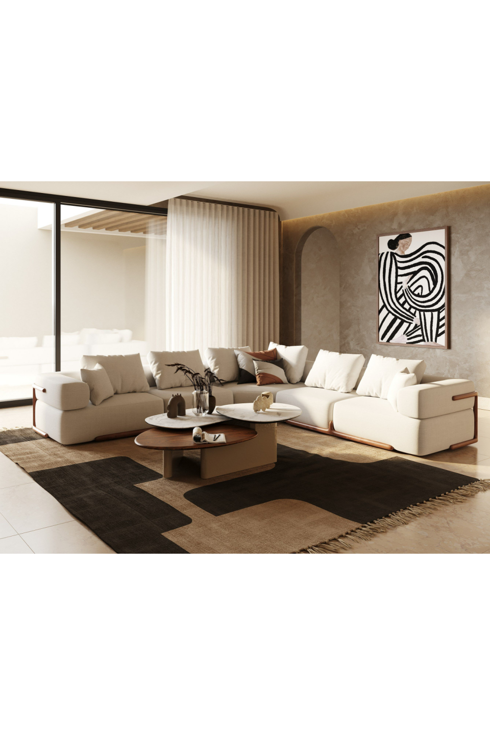   White Fabric Sectional Sofa | Oroa.com