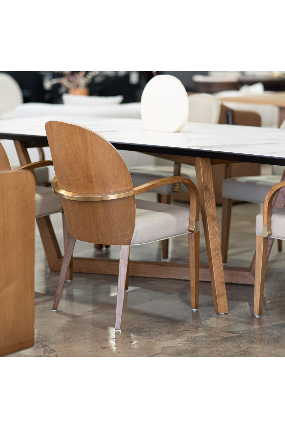   Taupe Vegan Leather Dining Armchair | Oroa.com