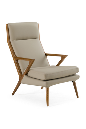   Beige Vegan Leather Lounge Chair & Ottoman | Oroa.com
