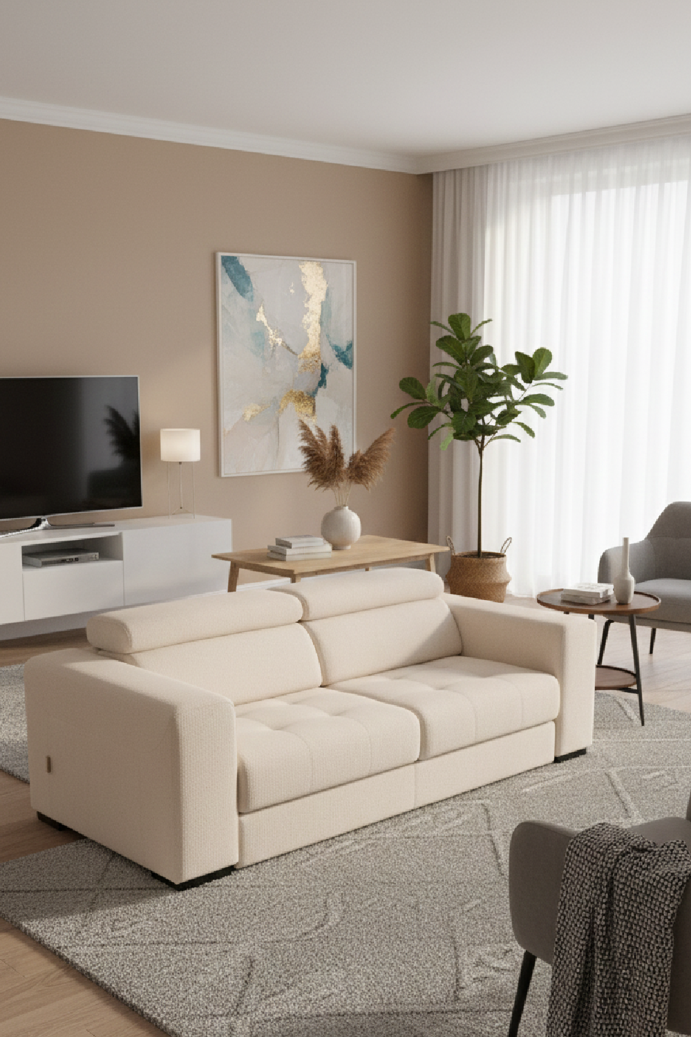   Cream Fabric Sofa Bed | Oroa.com