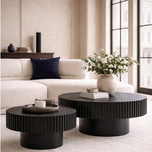  Ribbed Black Ash Coffee Table L | Oroa.com