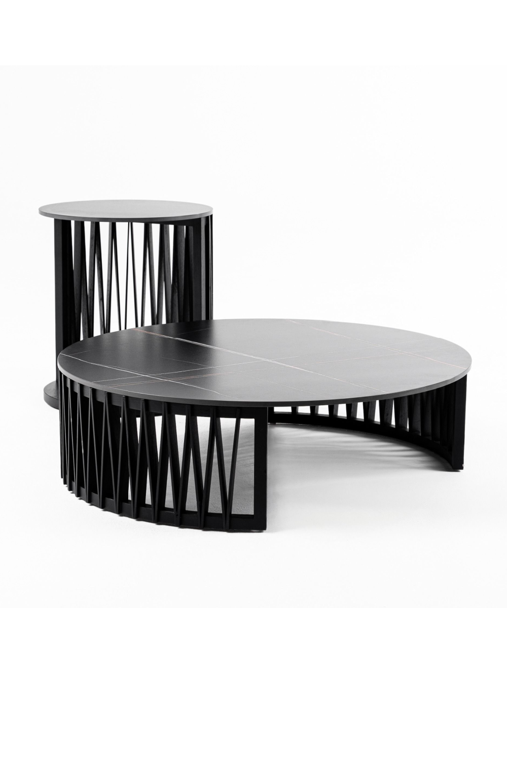   Round Black Ceramic Coffee Tables (2) | Oroa.com