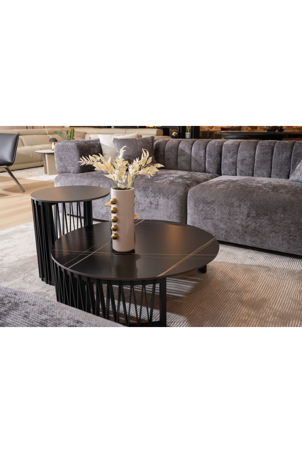   Round Black Ceramic Coffee Tables (2) | Oroa.com