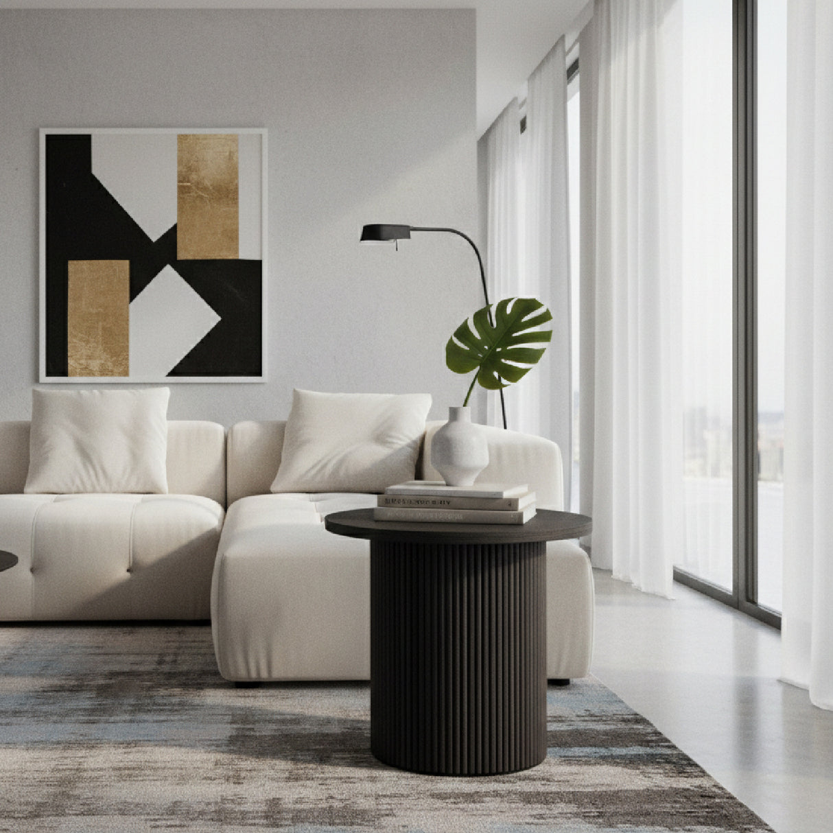   Black Ash Round End Table | Oroa.com