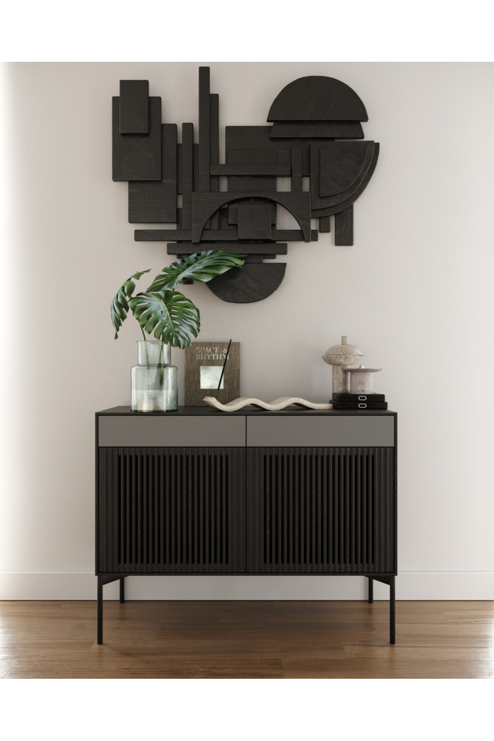  Black Oak Louvered Sideboard | Oroa.com