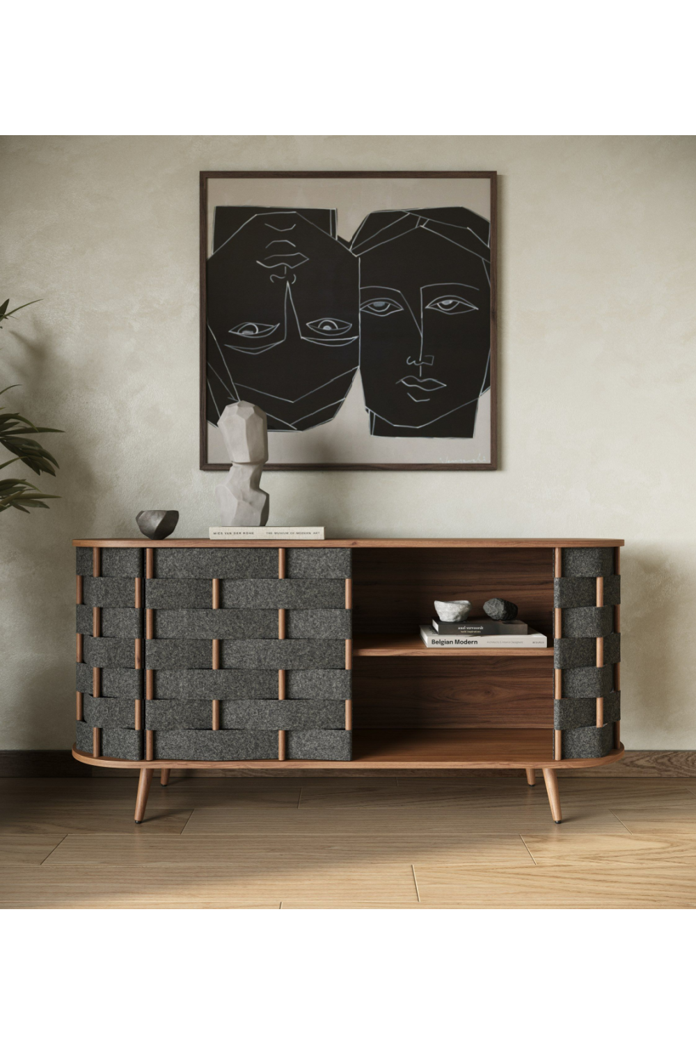   Gray Woven Fabric Sideboard | Oroa.com