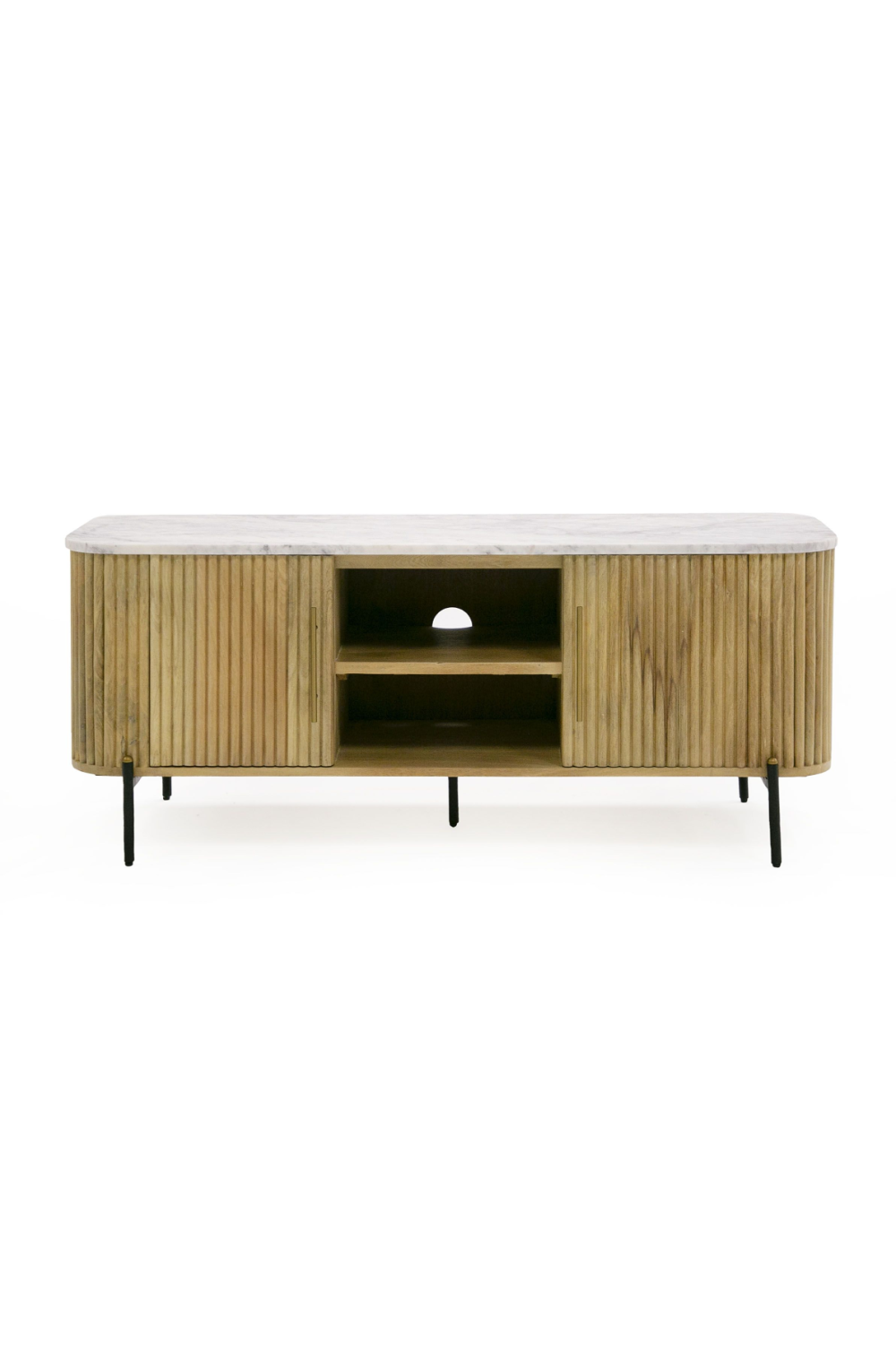   Fluted Mango Wood Media Unit | Oroa.com