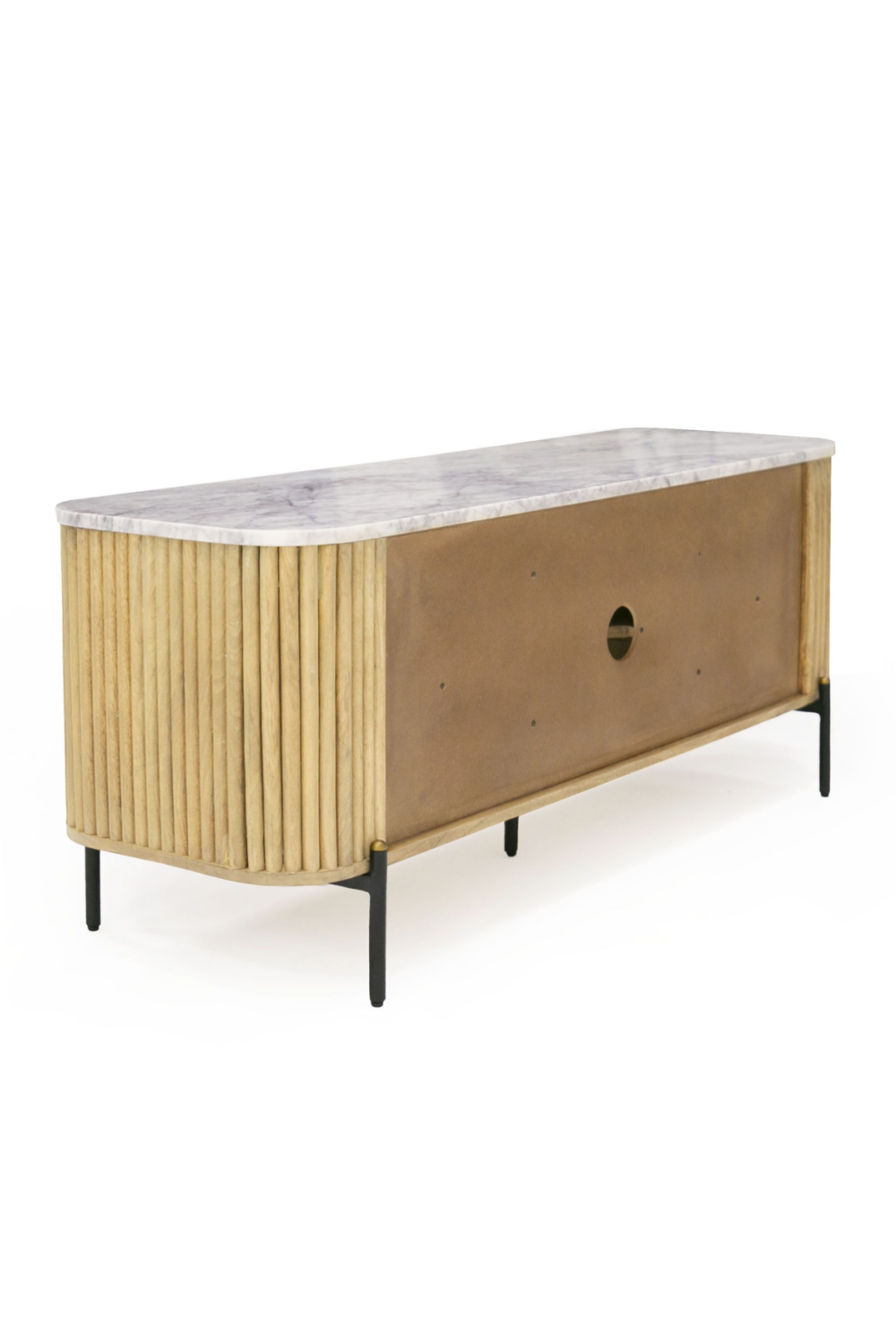   Fluted Mango Wood Media Unit | Oroa.com