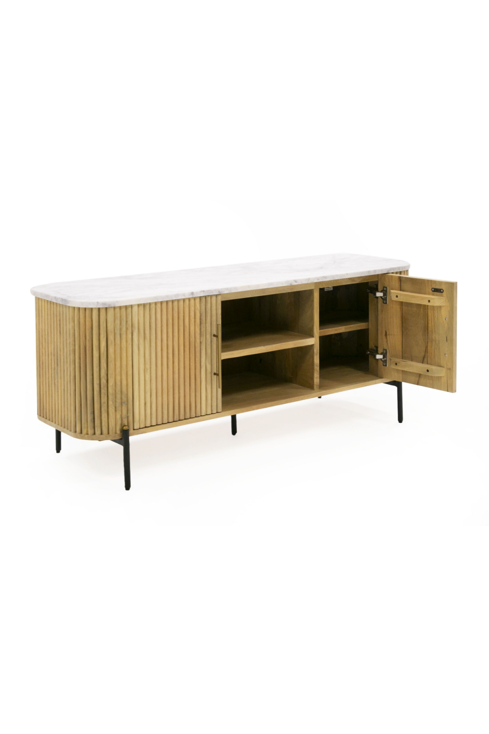   Fluted Mango Wood Media Unit | Oroa.com