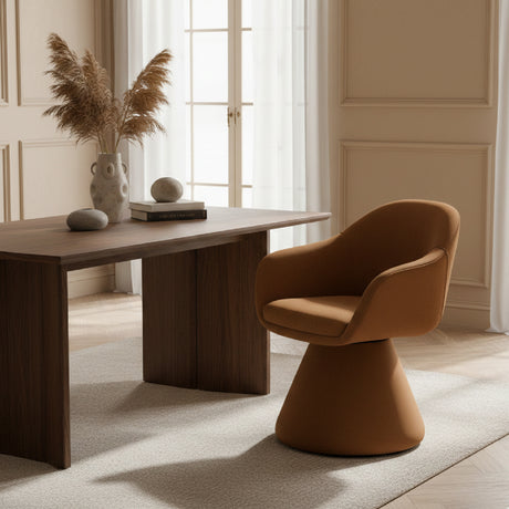   Brown Fabric Swivel Dining Chair | Oroa.com