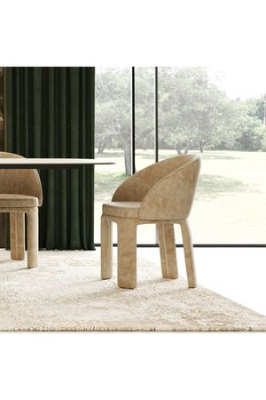   Beige Velvet Curved Dining Chair | Oroa.com
