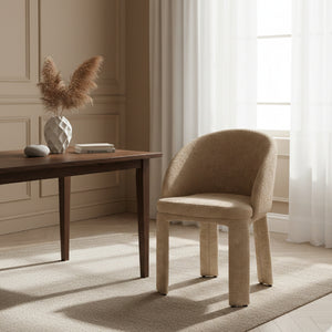   Beige Velvet Curved Dining Chair | Oroa.com