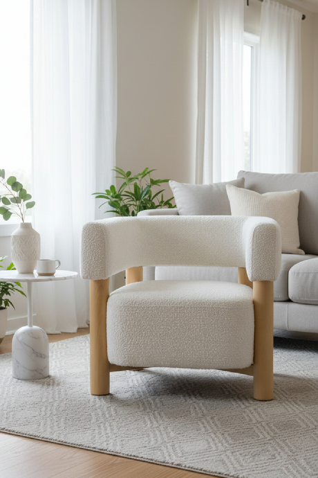   Beech Framed White Accent Chair | Oroa.com