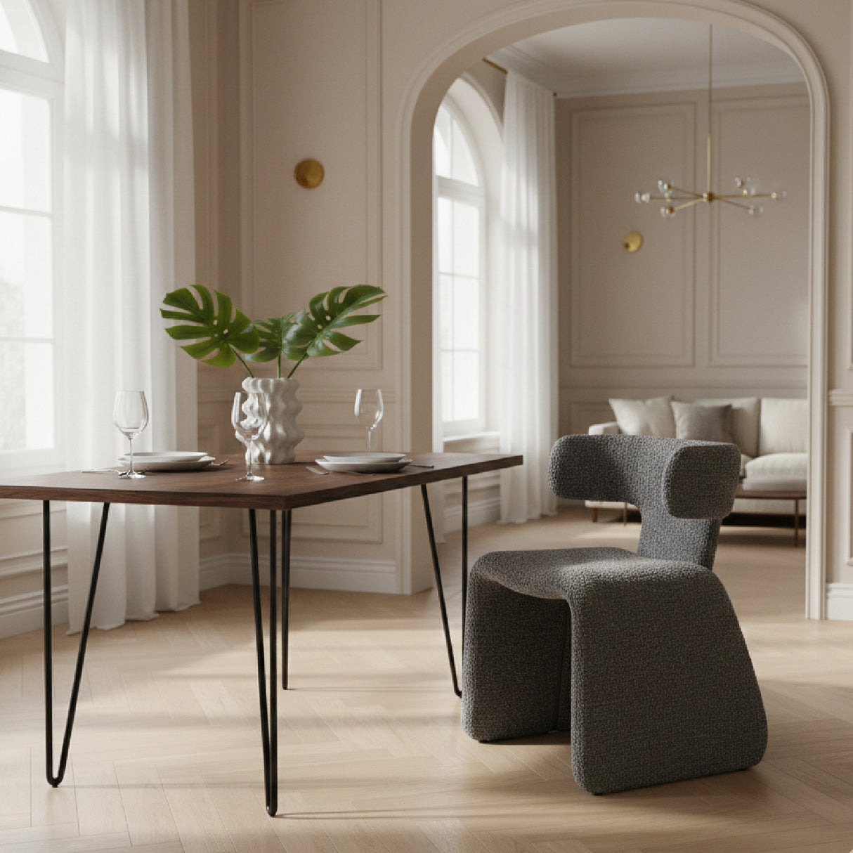   Asymmetrical Fabric Dining Chair | Oroa.com