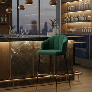   Green Velvet Curved Bar Stool | Oroa.com