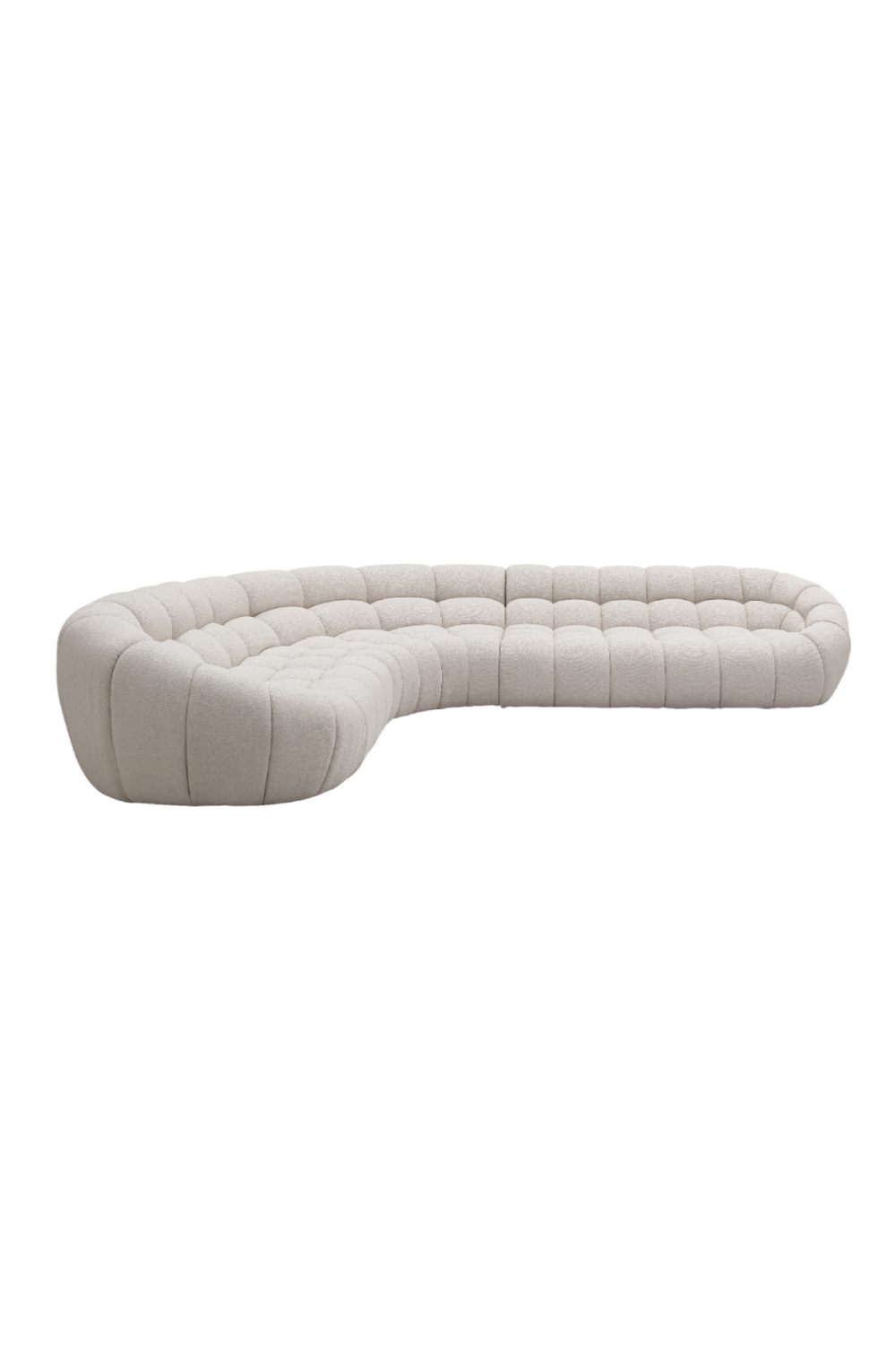   Beige Tufted Curved Sectional Sofa | Oroa.com