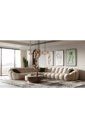   Beige Tufted Curved Sectional Sofa | Oroa.com