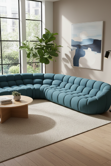   Tufted Teal Sectional Sofa | Oroa.com