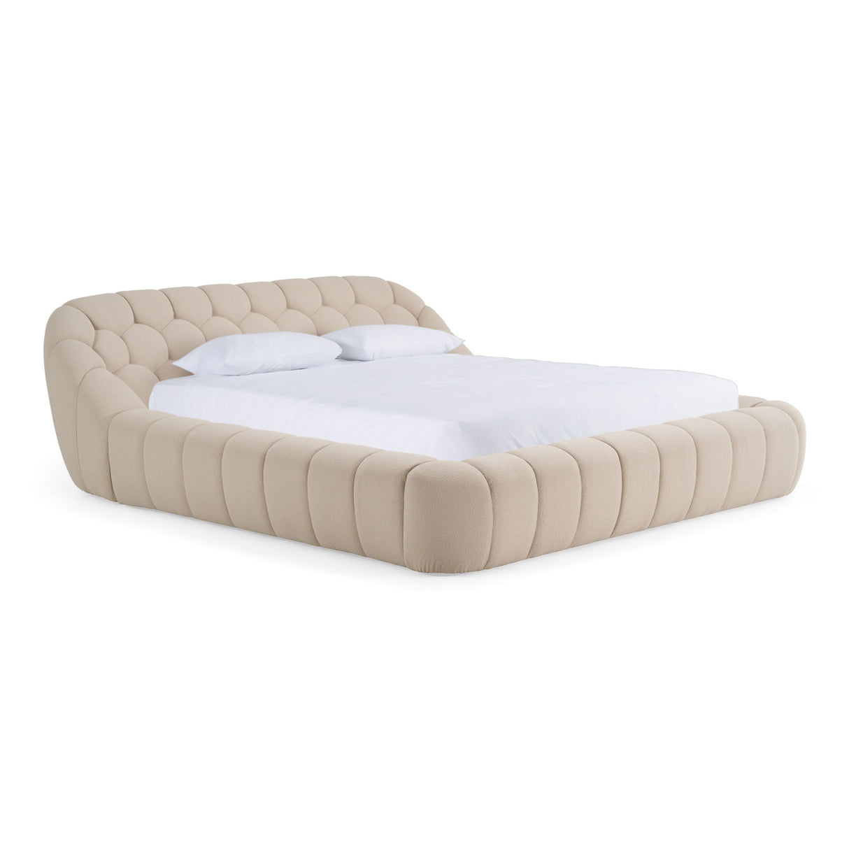   Beige Hexagonal Tufted Bed | Oroa.com