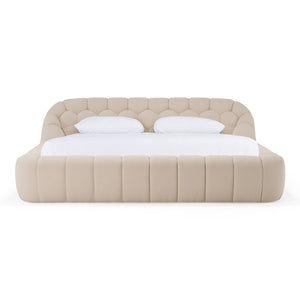   Beige Hexagonal Tufted Bed | Oroa.com