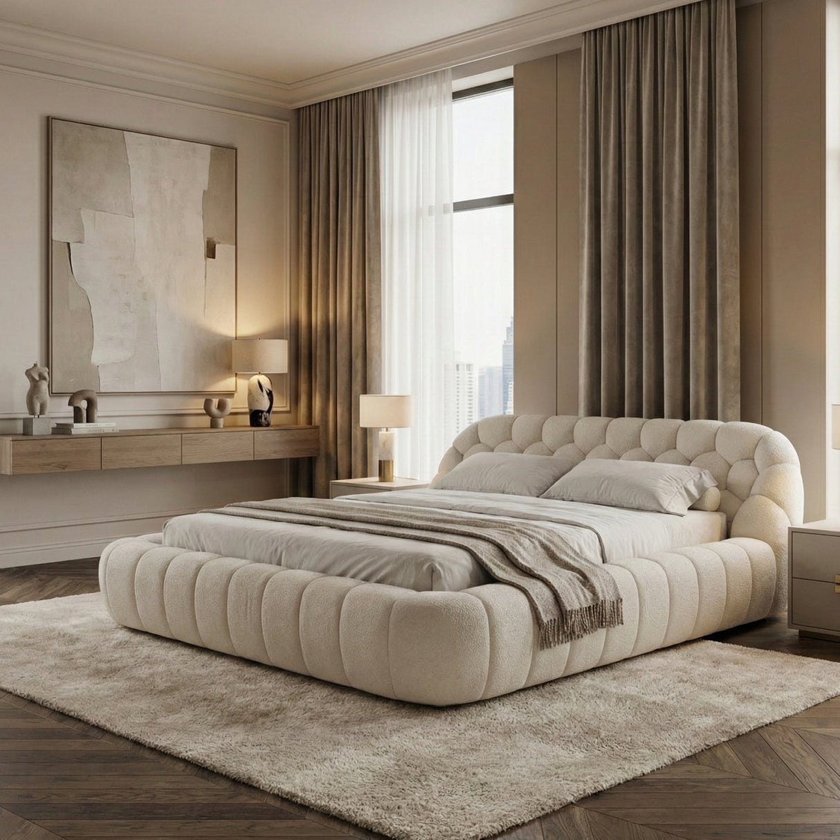   Hexagonal Tufted King Bed | Oroa.com