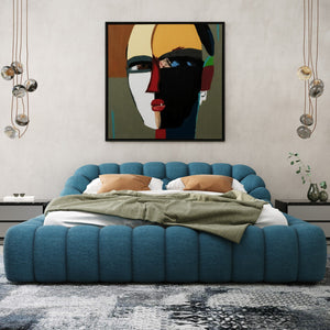   Blue Hexagonal Tufted Bed | Oroa.com