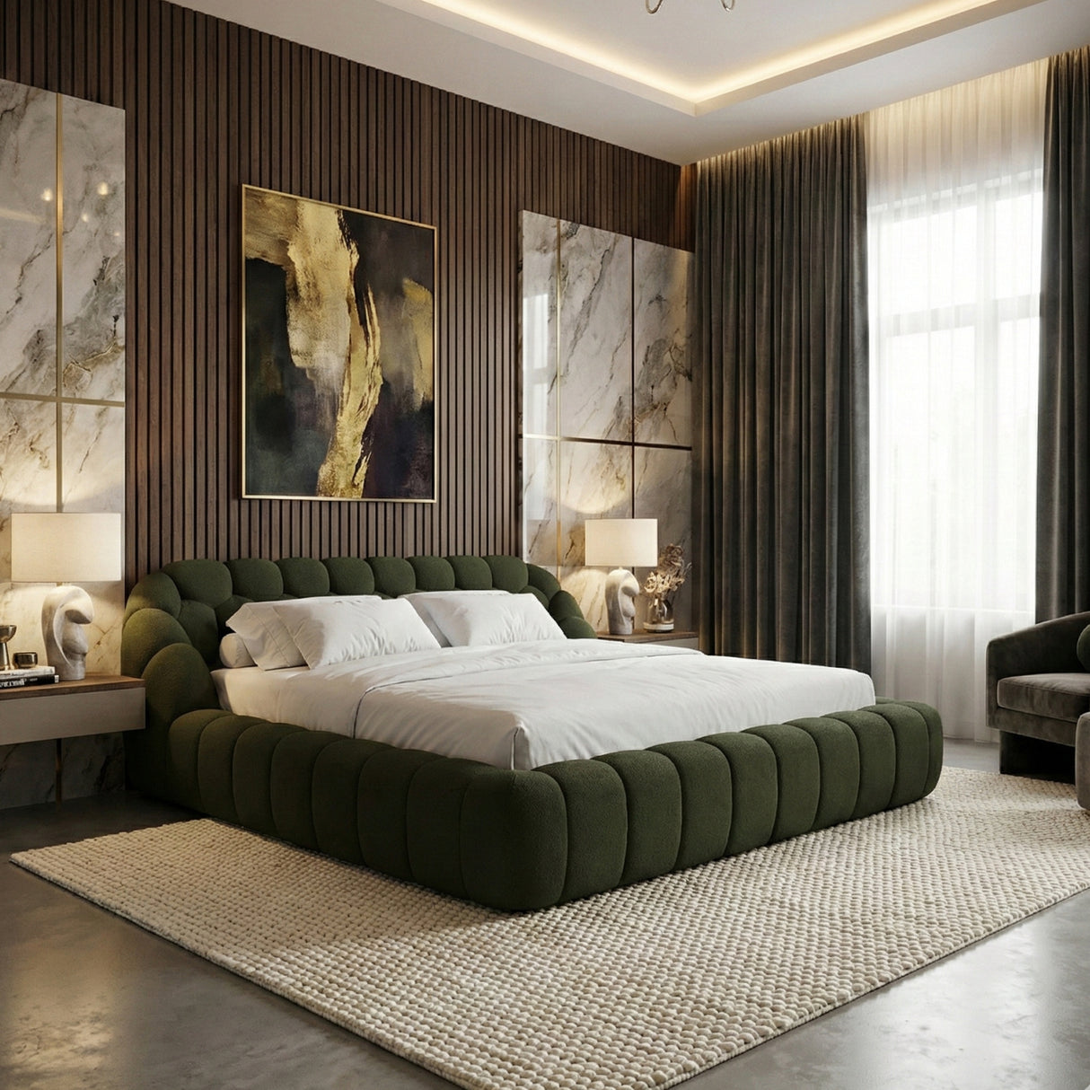   Hexagonal Tufted Queen Bed | Oroa.com