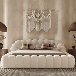   Off-white Hexagonal Tufted Bed | Oroa.com