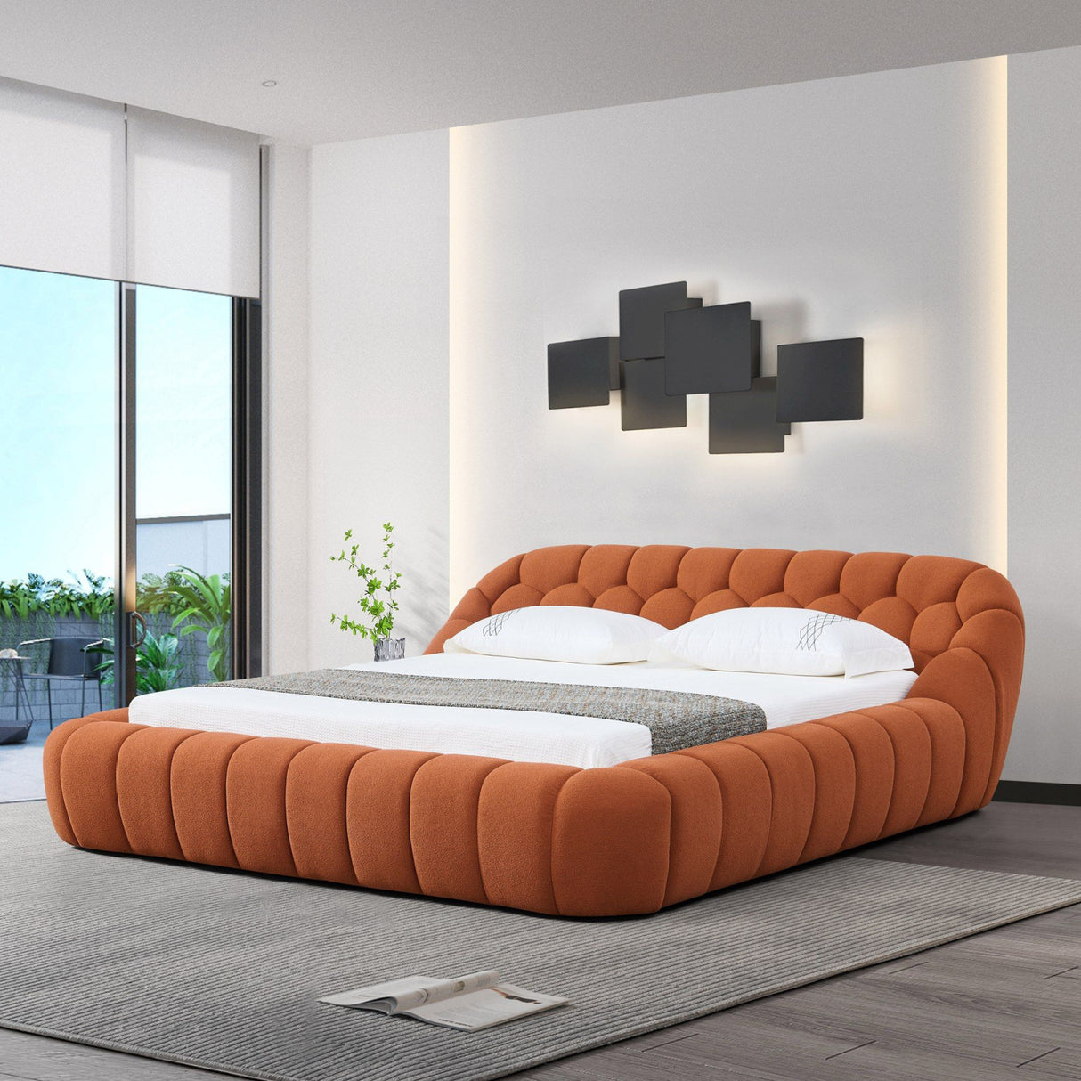   Orange Hexagonal Tufted Bed | Oroa.com