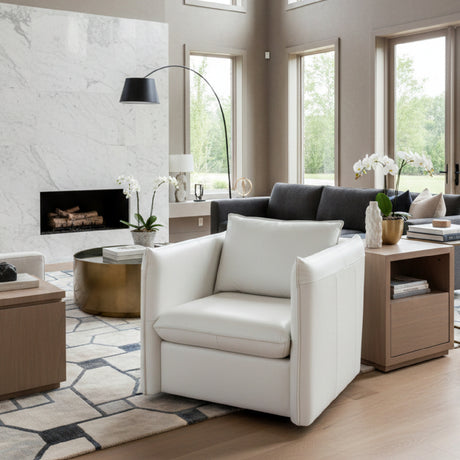   White Leather Swivel Lounge Chair | Oroa.com