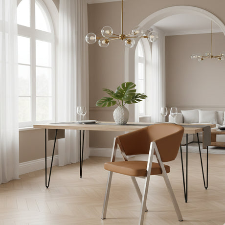   Curved Vegan Leather Dining Chairs (2) | Oroa.com