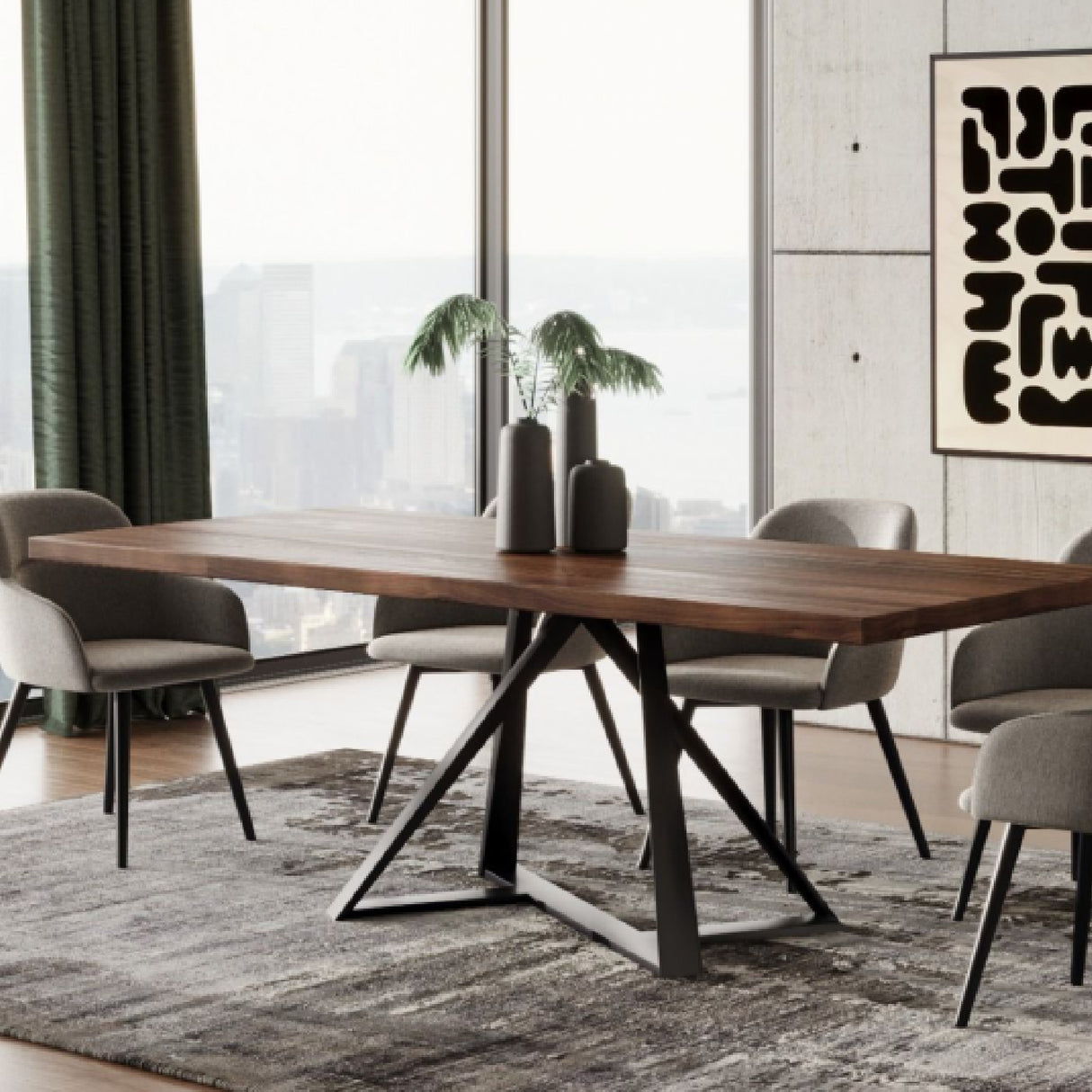   Wooden Top Industrial Dining Table | Oroa.com