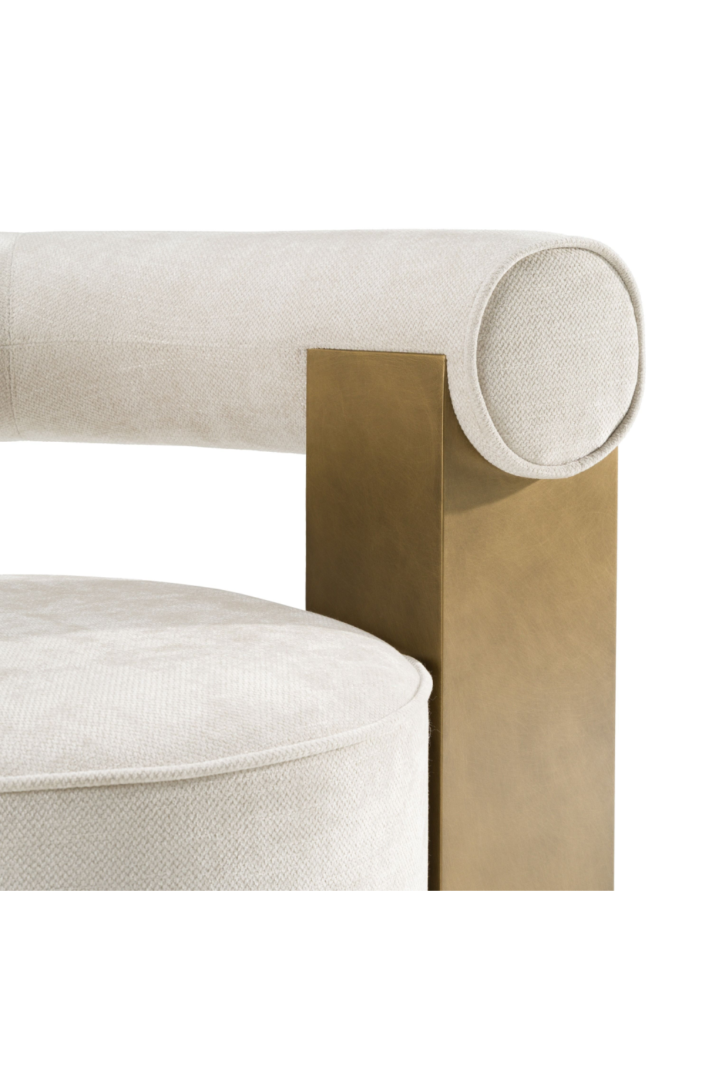   Antique Brass Beige Accent Chair | Oroa.com