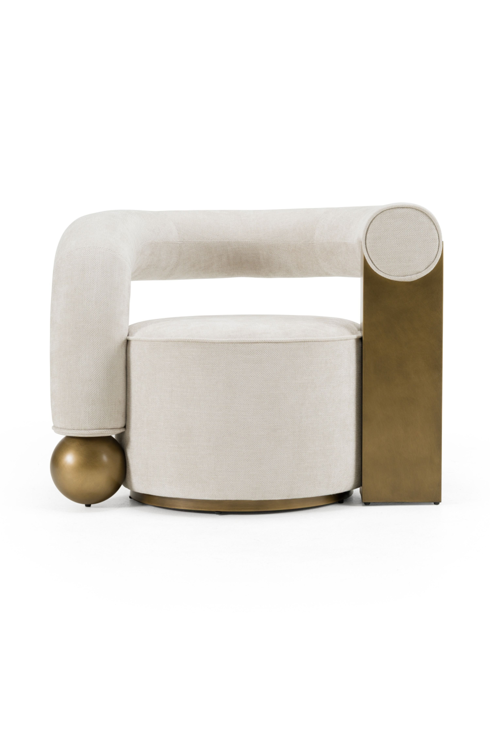   Antique Brass Beige Accent Chair | Oroa.com