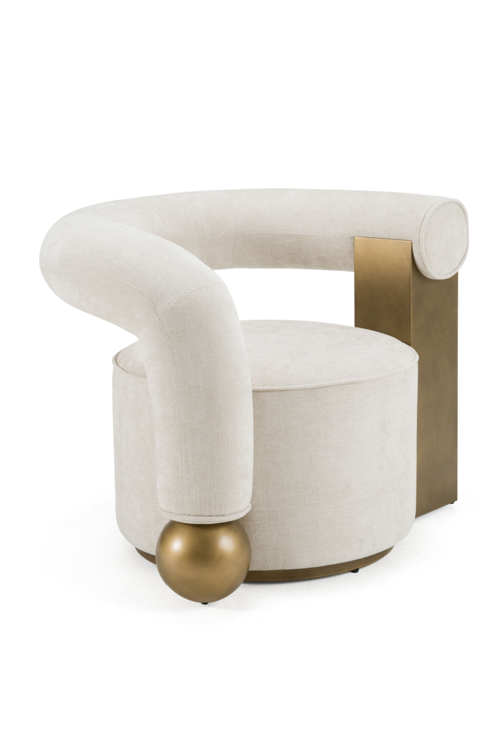   Antique Brass Beige Accent Chair | Oroa.com